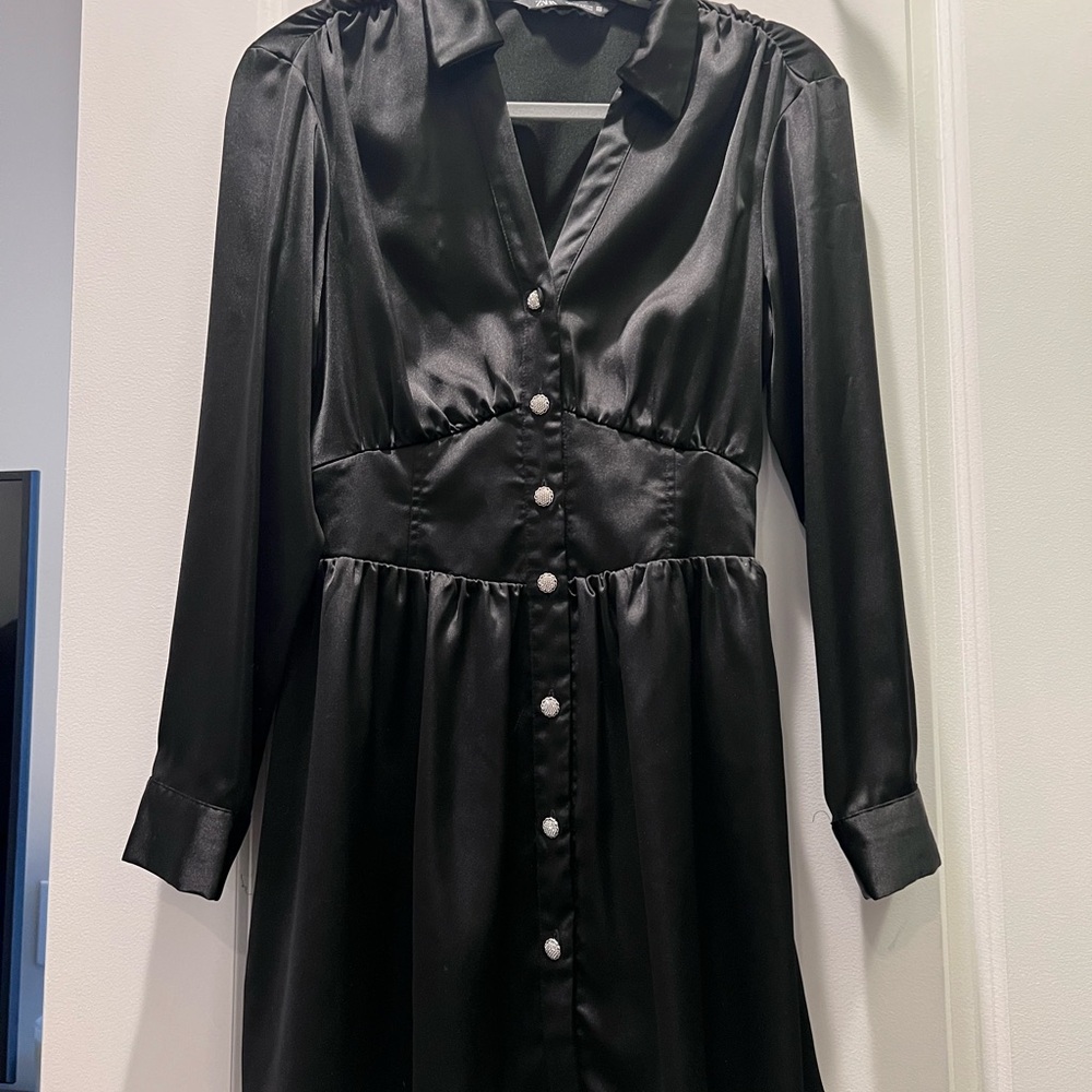 Elegant Black Satin Dress